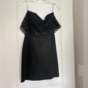 Black strapless dress with lace overlay
